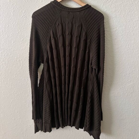 Planet Brown Cable Knit Oversized Tunic Sweater One Size Pima Cotton Tencel - Picture 2 of 6